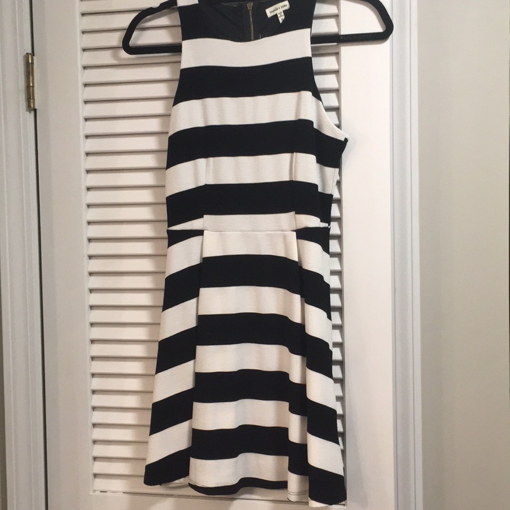 Black and white striped dress
